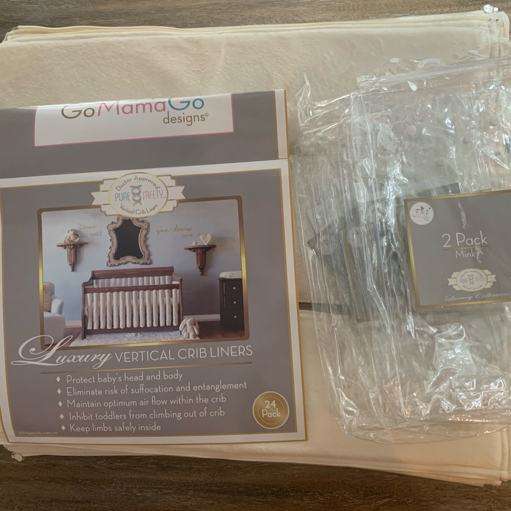 Go Mama Go Pure Safety Vertical Crib Liners (bumpers) in Cream 36ct